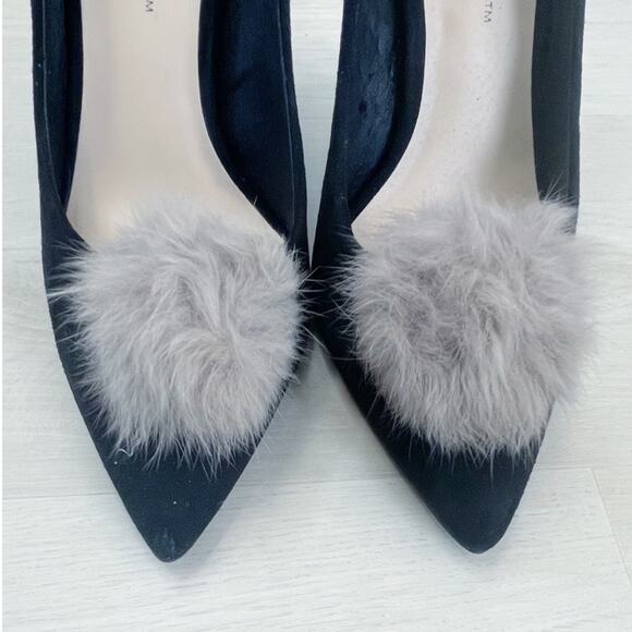 NEW Ashley Stewart Suede Pom Pom Stiletto Heels Size 10W NEW IN BOX - Picture 4 of 16